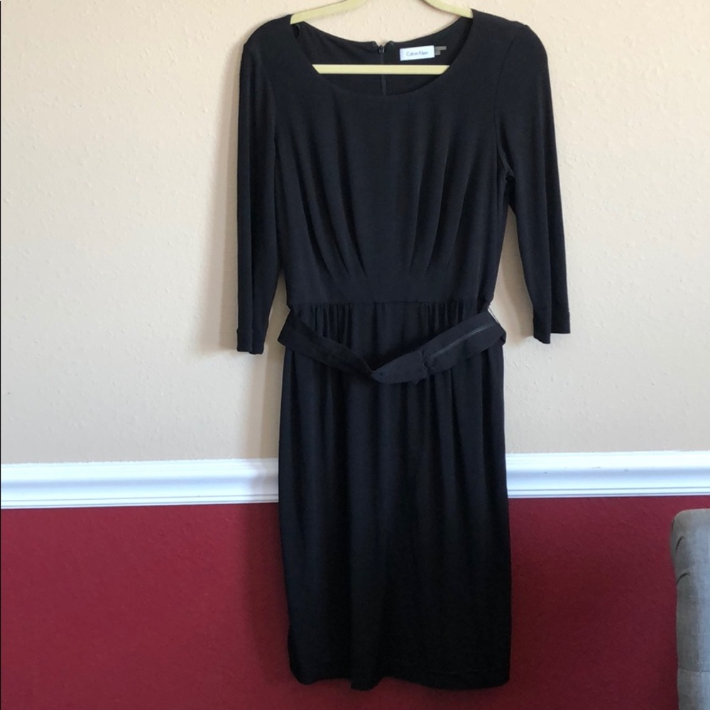Belted Black Dress Midi/Mini